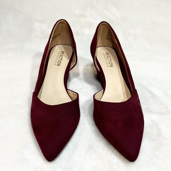 Kenneth Cole Reaction Wine Red Faux Suede Heels Wedge New Women’s Sz 6.5 - Picture 3 of 13